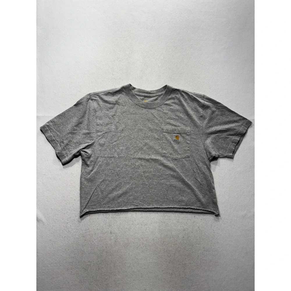 Carhartt Shirt Mens Medium Gray Cropped Pocket T-Shirt Short Sleeve Tagless